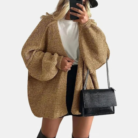 Women's Oversized Cardigan Sweater Fall Long Lantern Sleeve Knit Open Front Lightweight Sweater Knitwear Tops